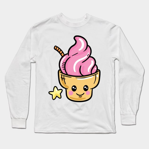 Kawaii Ice Cream Long Sleeve T-Shirt by KawaiiFoodArt